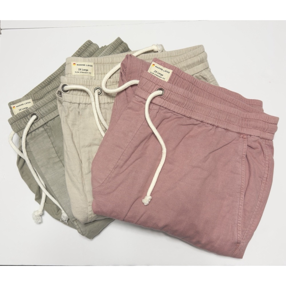 Lot of 3 Marine Layer Men's Saturday Stretch Beach Pant 2XL Slim Straight Twill